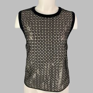 GIAMBATTISTA VALLI Size S Black Polyester Sequined Sleeveless Dress Top